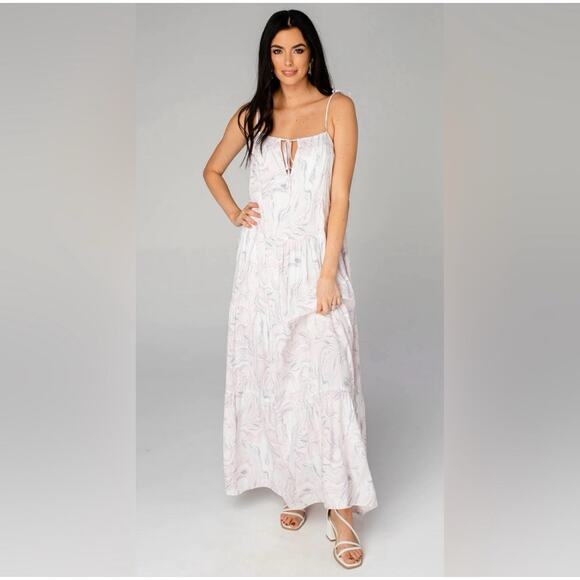 Buddy Love Reese Maxi Dress Size Large Pink Quartz Swirl Print Tie-Shoulder NWT - Picture 1 of 14